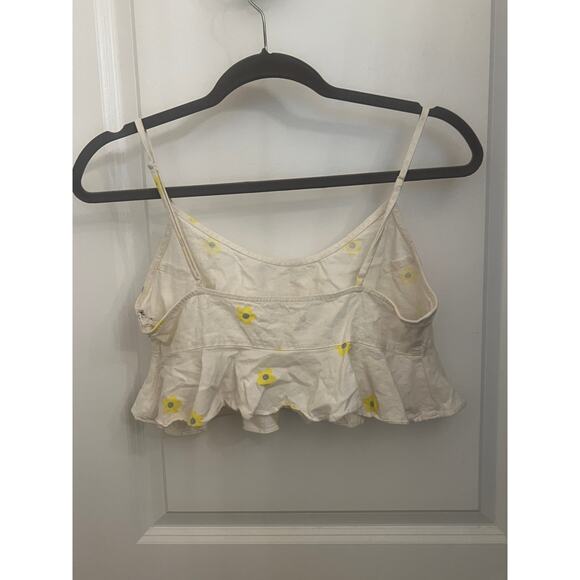 Urban outfitters Linen Blend floral crop top M Babygirl Fairy Festival Clueless - Picture 3 of 8